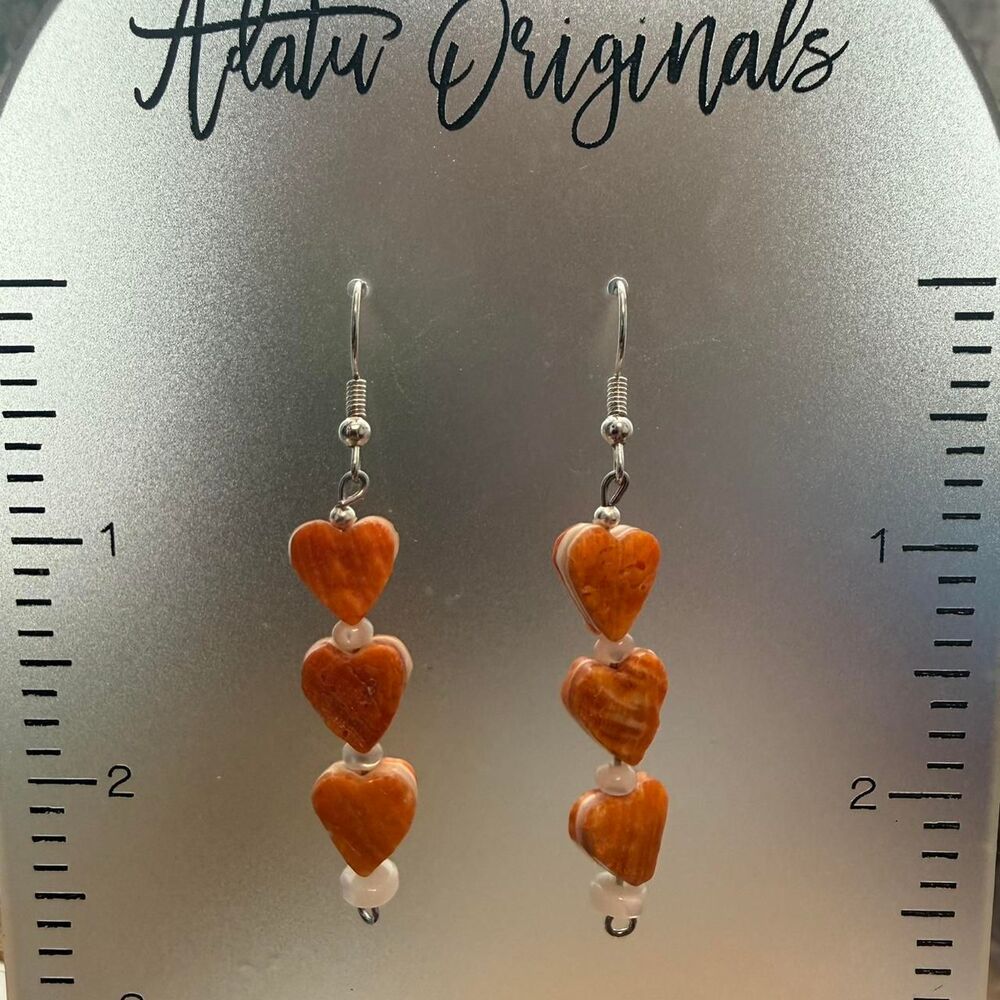 Native Made Spiny Oyster Heart Shaped earrings
